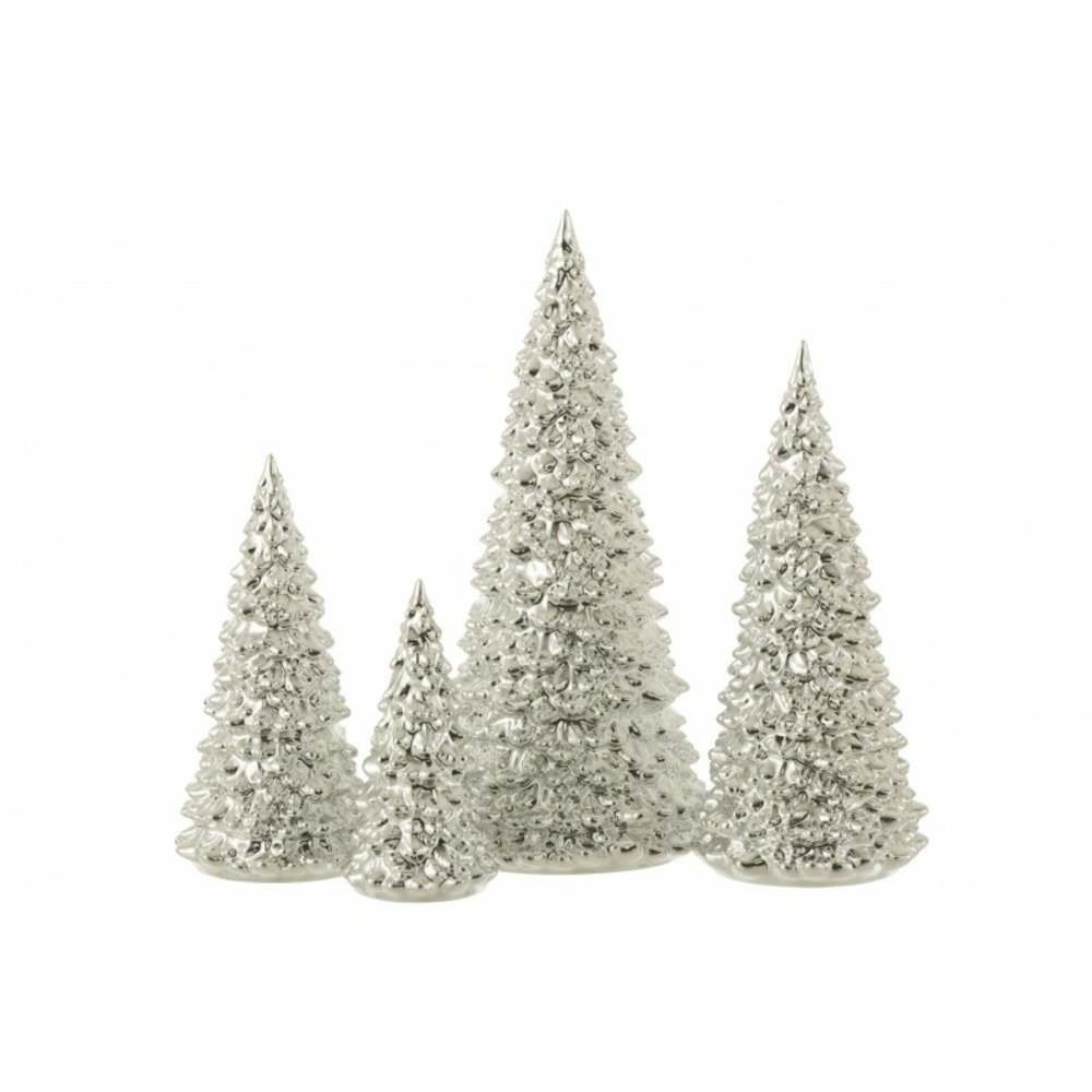 Set de 4 arbres coniques en porcelaine argent 6.1x6.1x11.8 cm