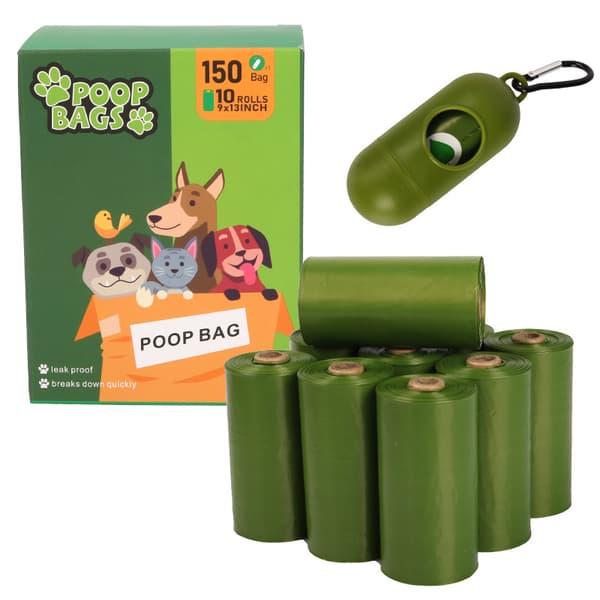 INF Biologisk nedbrytbare hundebæsjposer - dispenser - Armégrønn  24 Colors