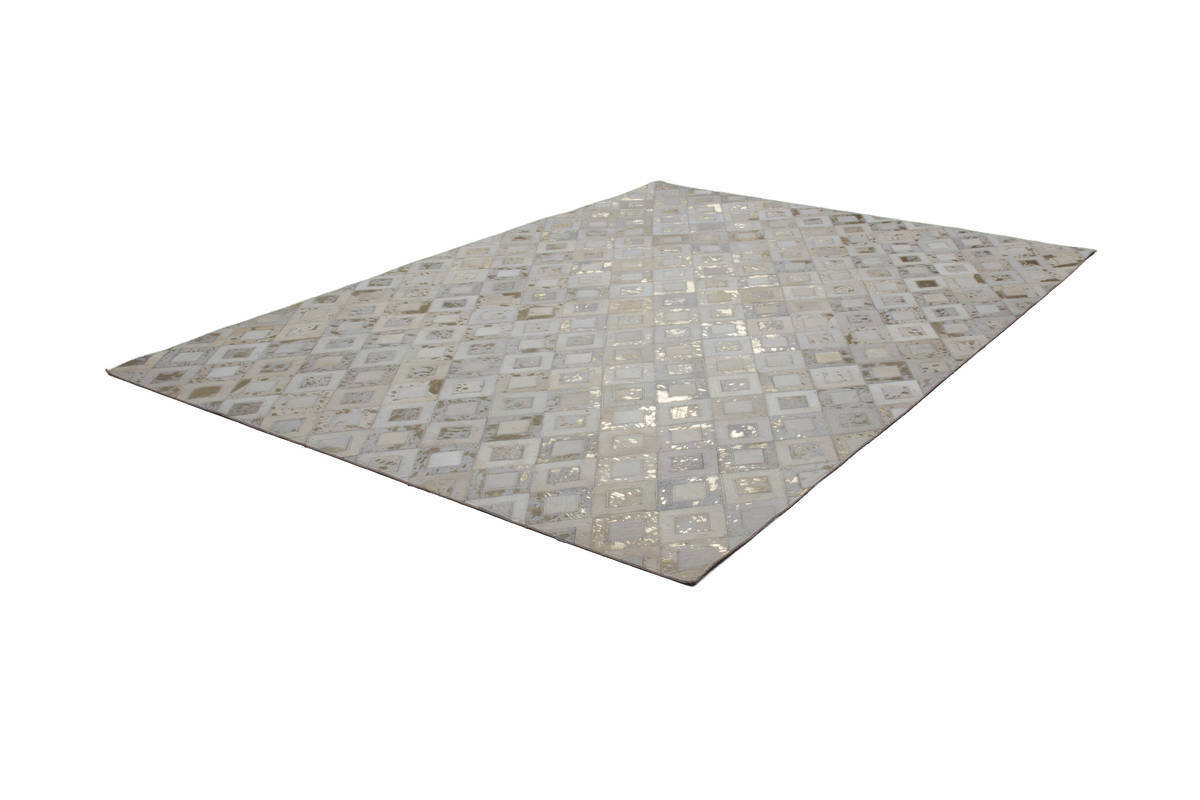 Lederteppich DAZZLE 100 - elfenbein-gold - 80x150 cm