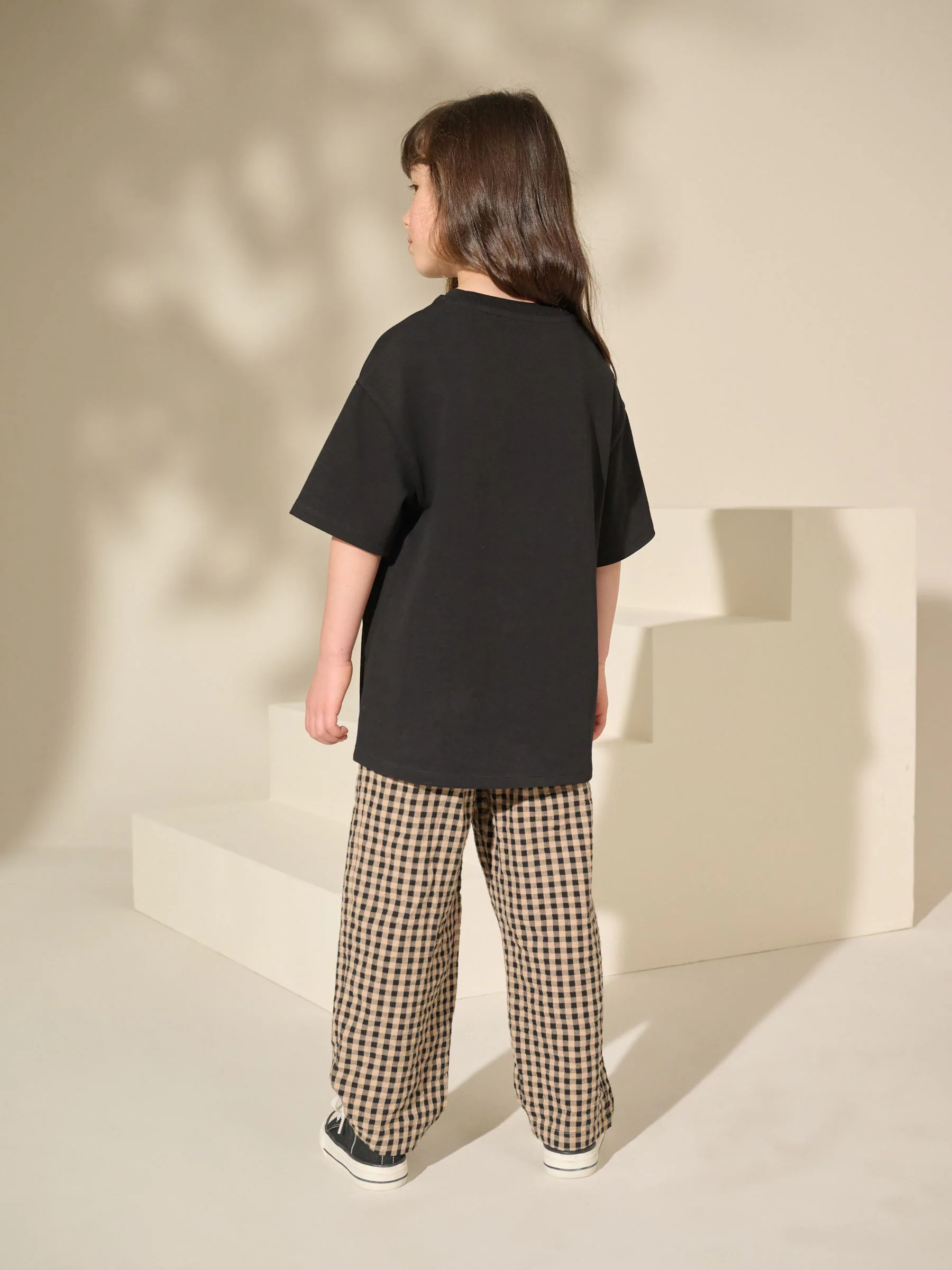 Zwart - Oversized zwaargewicht 100% katoenen T-shirt (3-16jaar)