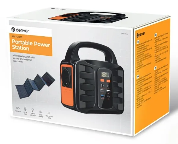 DENVER PPS-42000 - Powerbank - 42000 mAh - 18 Watt - 10 A - QC - 3 output-stikforbindelser (2 x USB, 24 pin USB-C)
