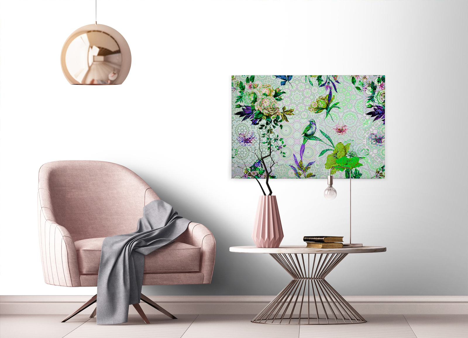 Leinwandbild VÖGEL - blau - 90x60 cm