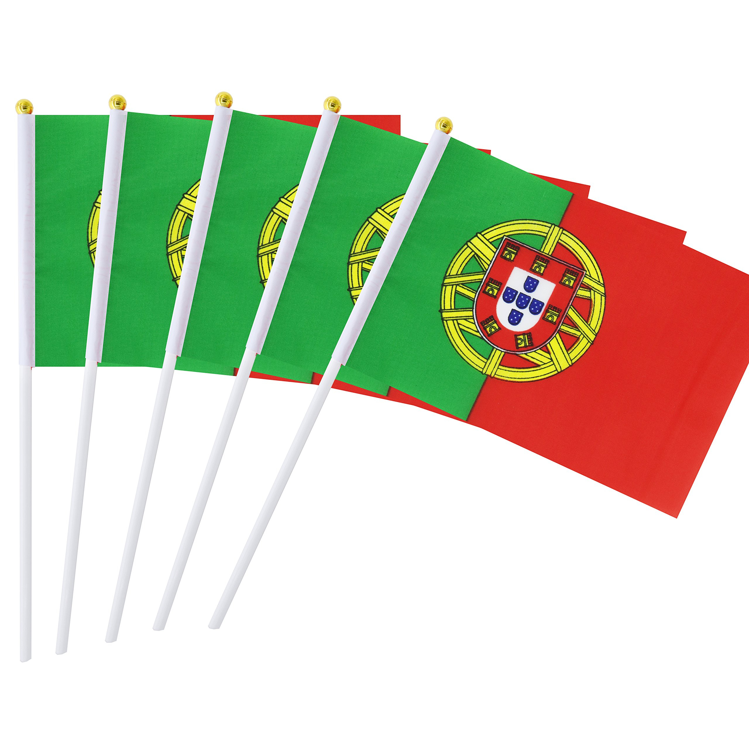 (30er Set) 30x20cm Portugiesische Flagge Fussball EM Party Deko Banner Hand Stabfahne - Portugal