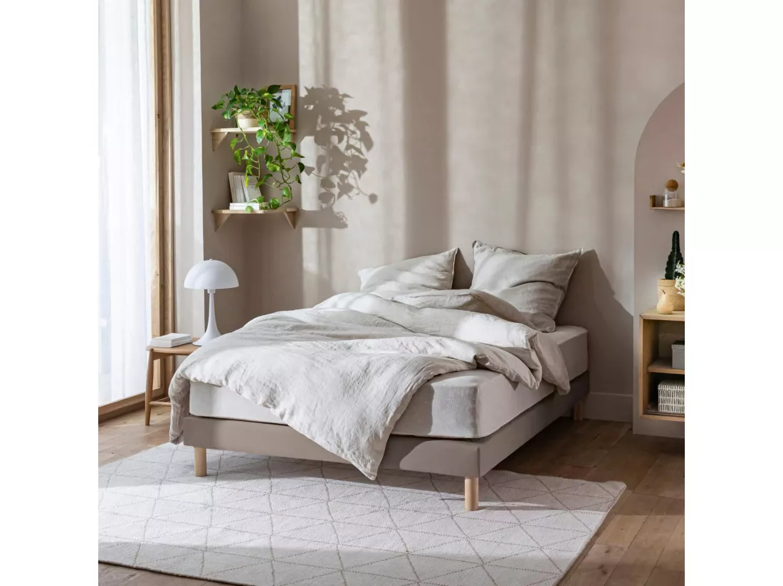 Cache-sommier coton jersey taupe 100x200