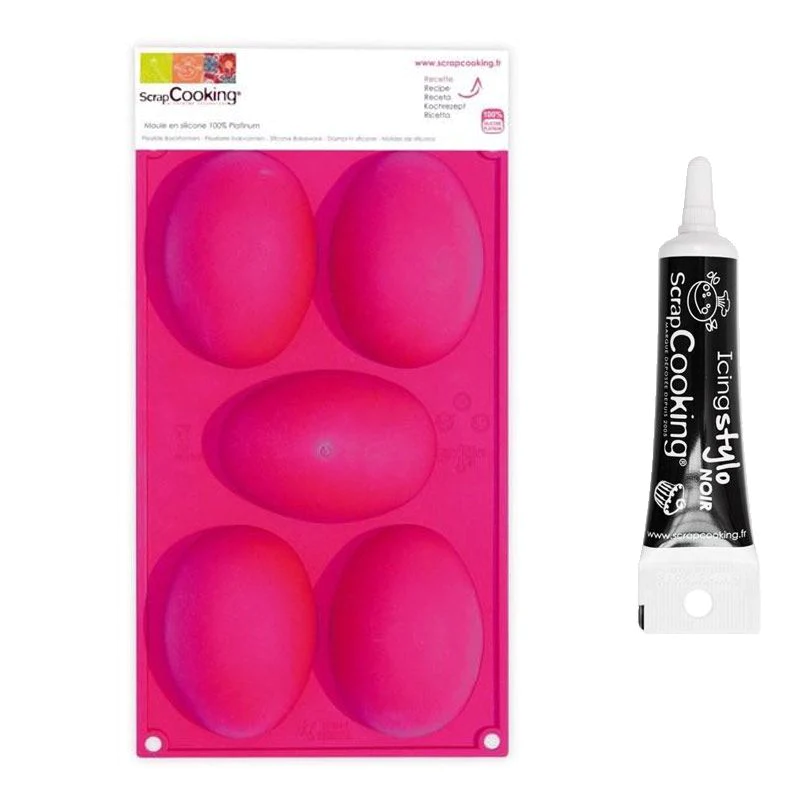 Moule à oeufs de Pâques + Stylo de glaçage noir Scrapcooking