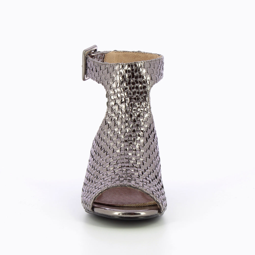 Sandales à talon, Compensées-Sandales Manuëlla anthracite tressées peep-toe