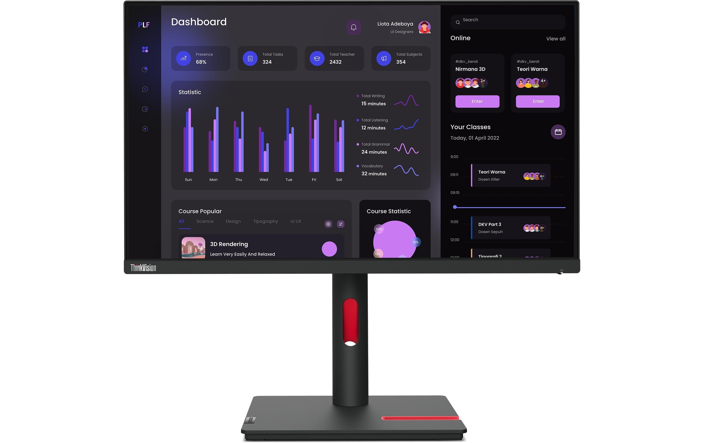 Monitor ThinkVision T24i-30<br>Ergonomischer 23.8