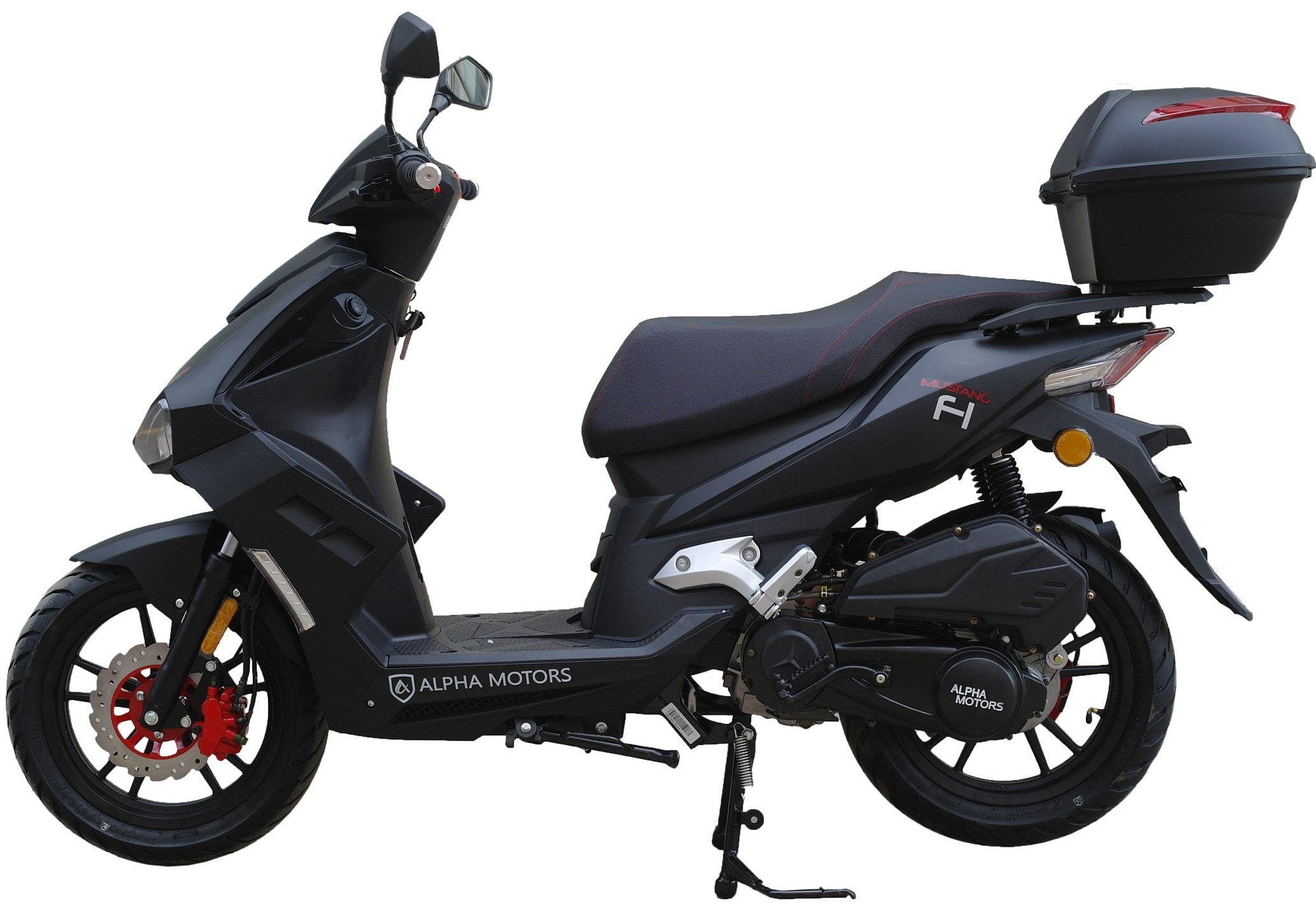 Alpha Motors Motorroller Mustang FI 125 ccm 85 kmh EURO 5 mattschwarz inkl. Topcase
