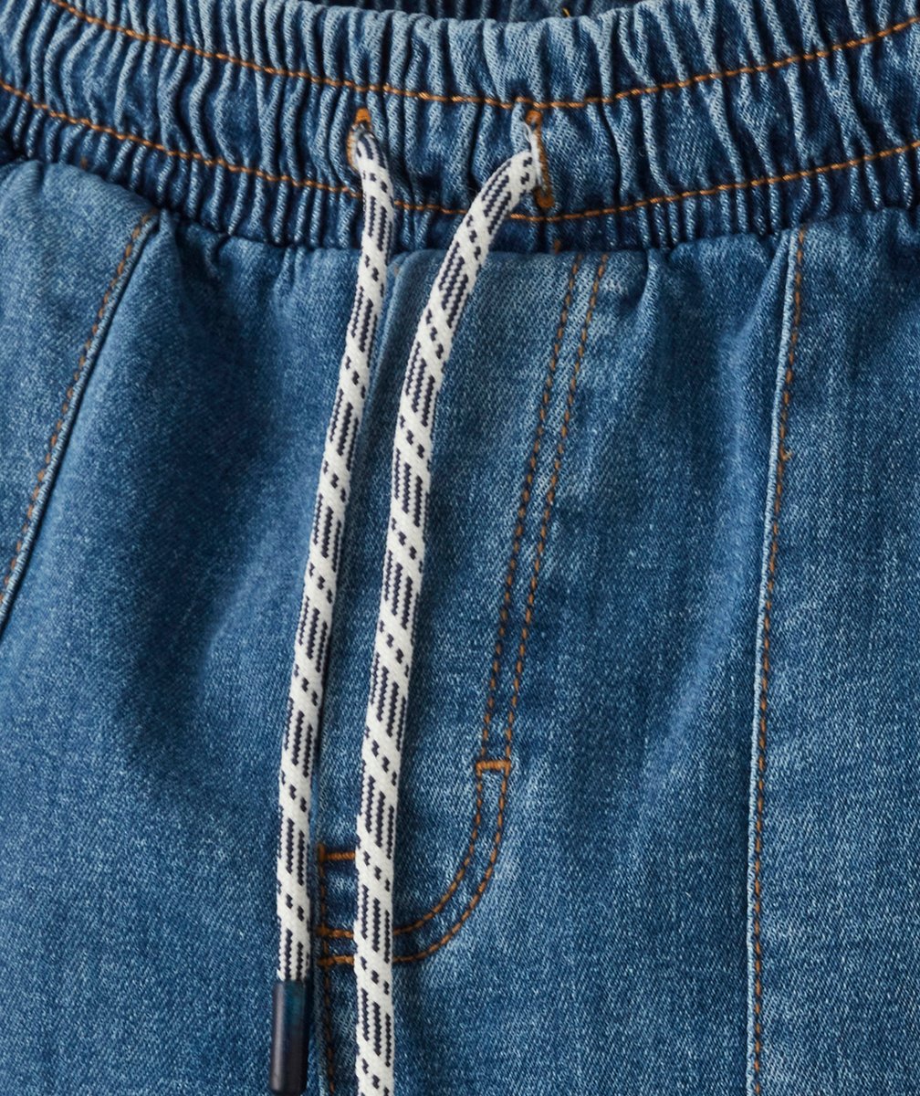 pantalon relax garçon en denim low impact avec cordons