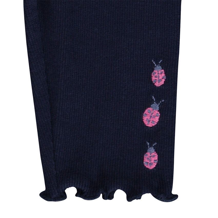 Ensemble 3 pièces cardigan + tunique + caleçon avec broderies coccinelle pour bébé fille - Bleu marine