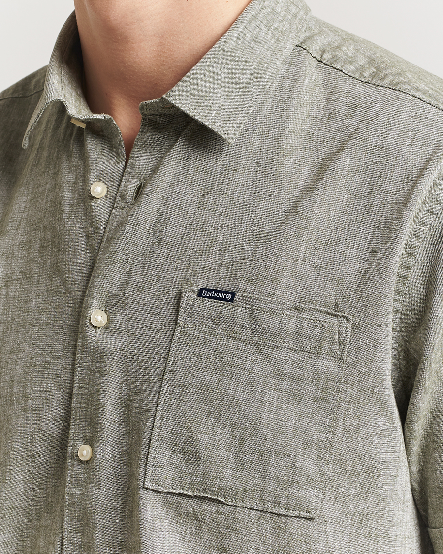 Barbour Lifestyle Nelson Short Sleeve Linen/Cotton Shirt Bleached Olive