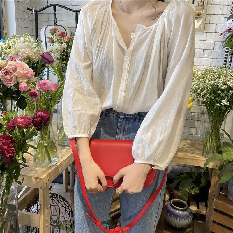 Shinsei - Effen blouse met 3/4 mouwen