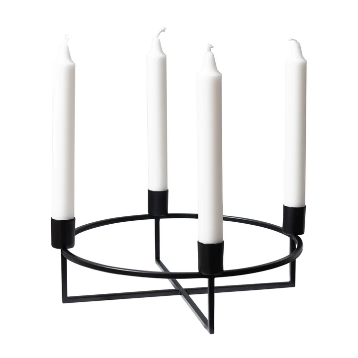 HANA - 4Flames Kerzenständer, rund / schwarz