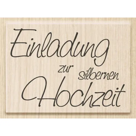 Knorr Prandell Stempel aus Holz (Einladung) 6 x 4,2 cm , Motiv: Einladung zur silbernen Hochzeit