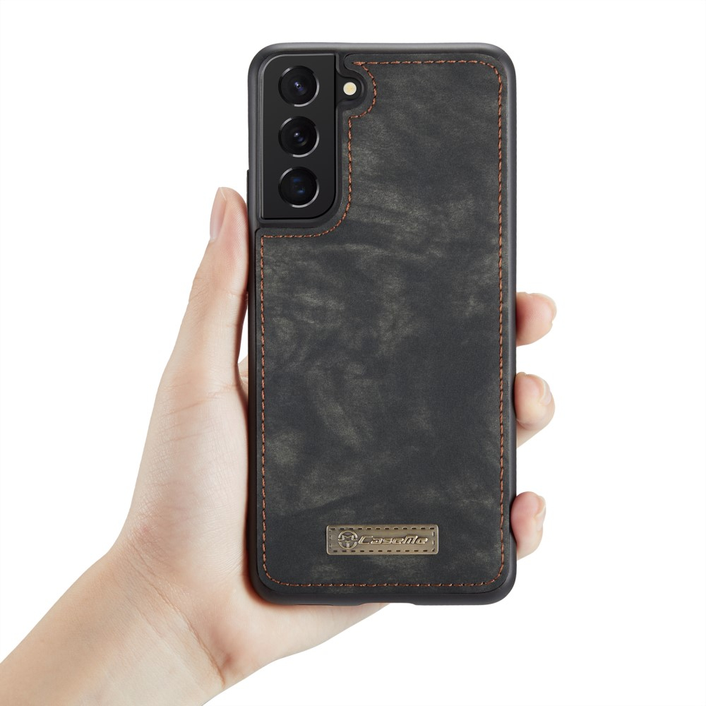 Samsung Galaxy S22 5G 2in1 Leder Tasche   Magnet Hardcase Karten Etui - Schwarz