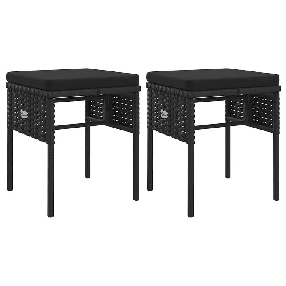 vidaXL - Tuinset - Zwart - Poly rattan - 6 stuks - Met kussens