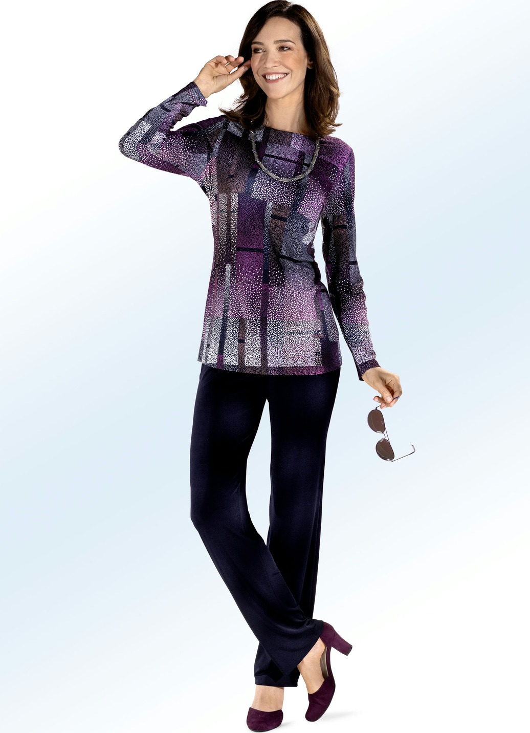 Shirt mit farbbrillantem Inkjet-Druck in 2 Farben