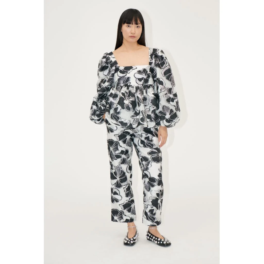 Stine Goya Square Neck Long Sleeve Top, 1608 Organza Jacquard
