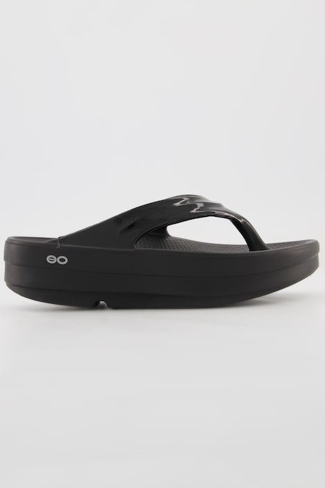 Oofos OOMega, Zehentrenner, glitzernde Riemen, Plateausohle, Weite H