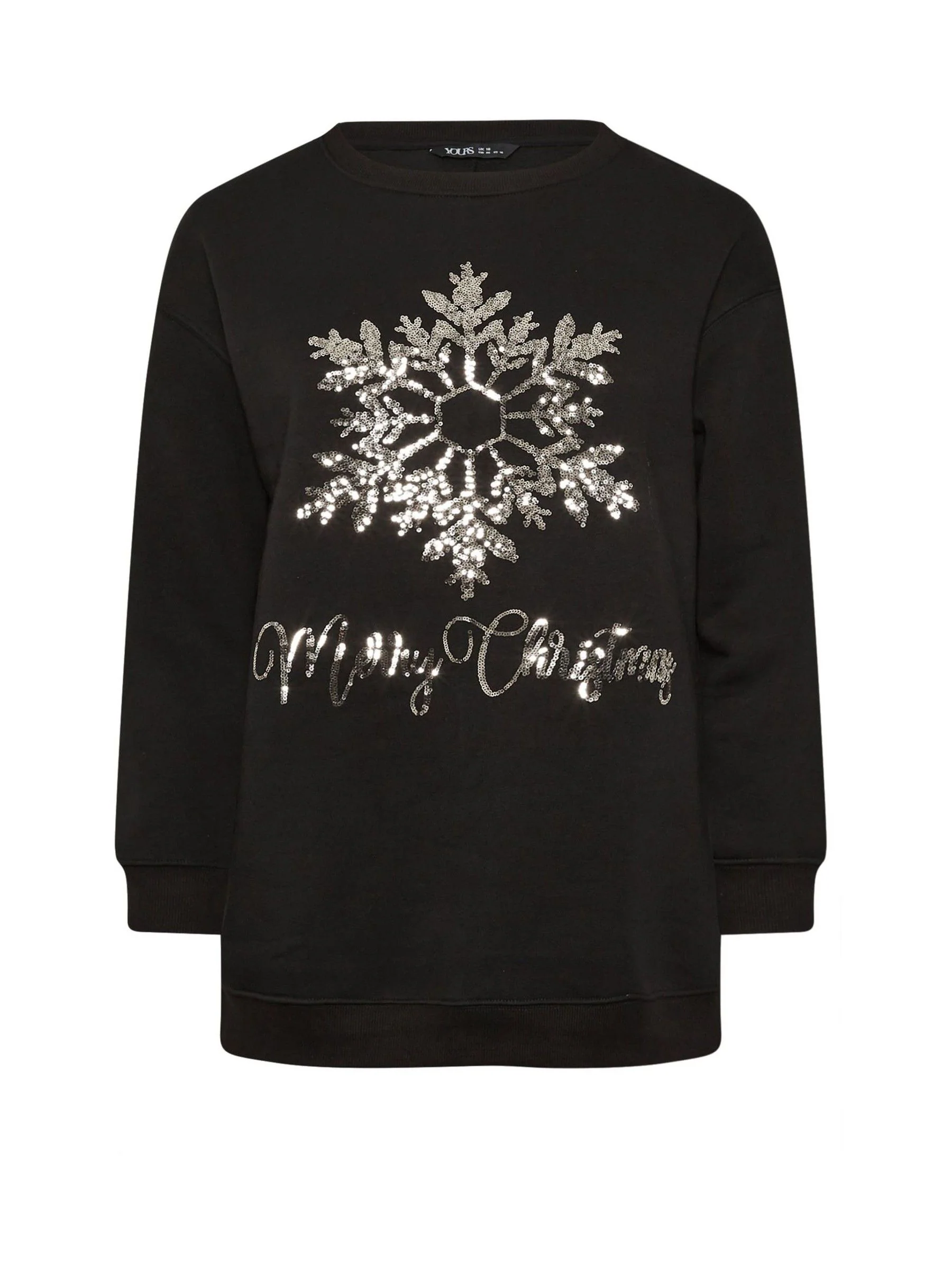 Yours Curve Sequin Embellished 'Merry Christmas Sweatshirt