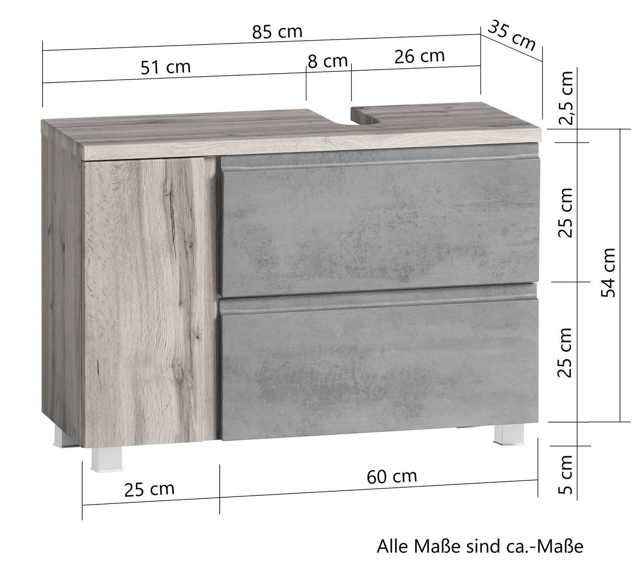 XORA Waschbeckenunterschrank rechts VARESE