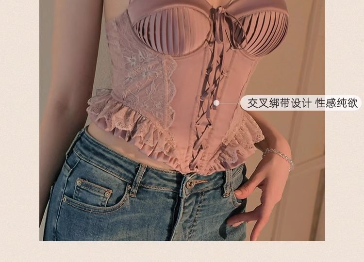 Gecko - Bustier met ruches en kantpaneel