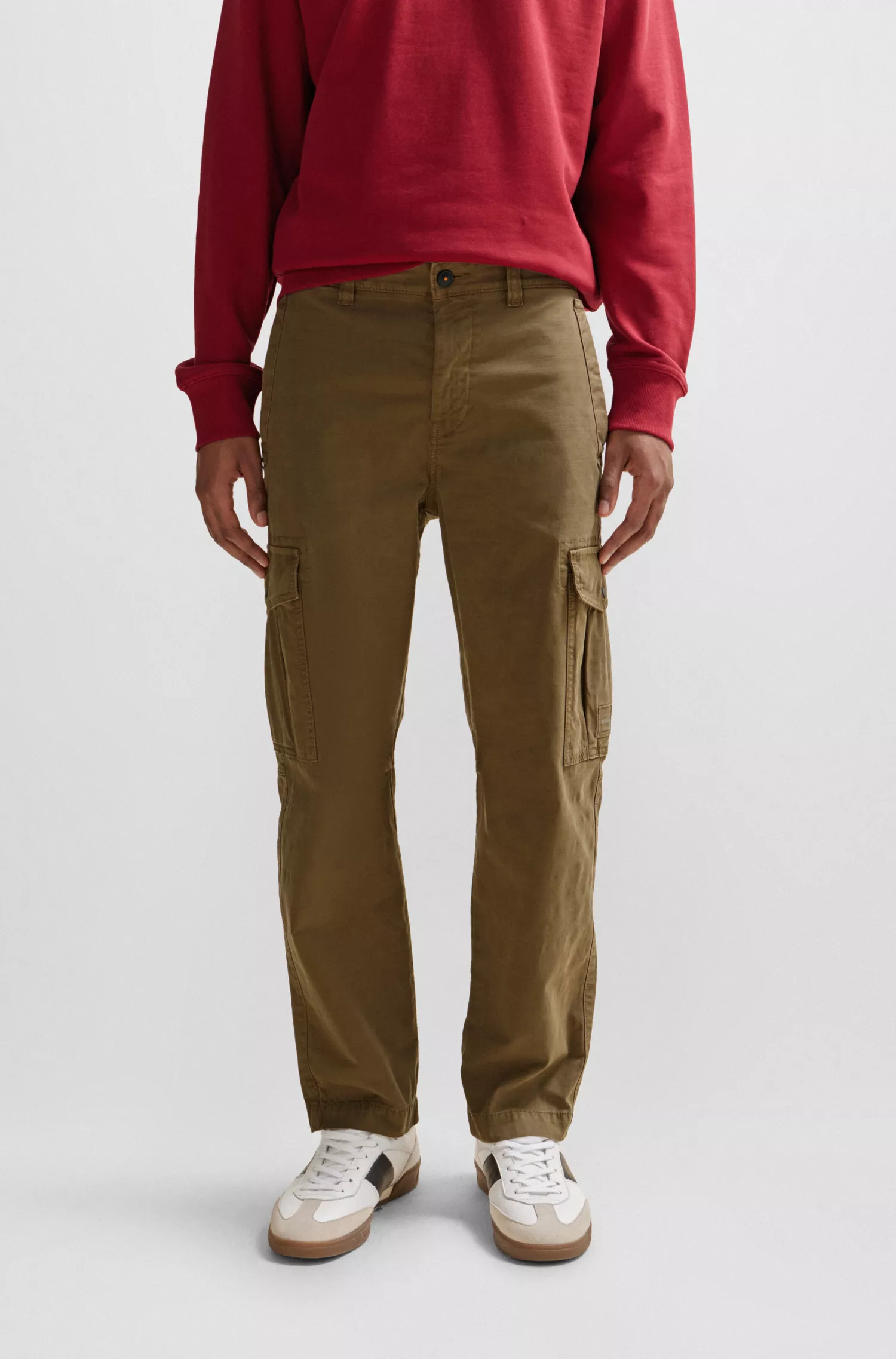 Calça cargo BOSS laranja em algodão stretch com etiqueta de logotipo