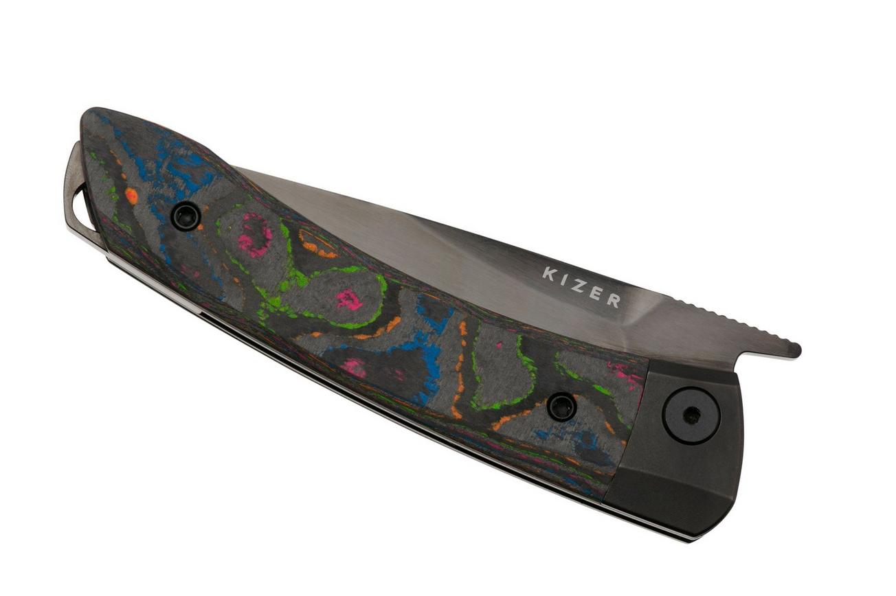 Kizer Mini Momo KI3663A2 Black CPM S35VN, Titanium Camo Carbon 80's, zakmes, Vladimir Legachev design