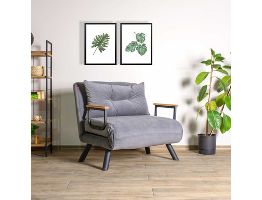 CONCEPT1 - Fauteuil convertible Sando Single gris 67 x 78 x h78