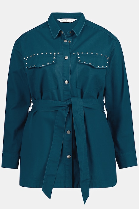 Hemdbluse, oversized, Color Denim, Zier Nieten