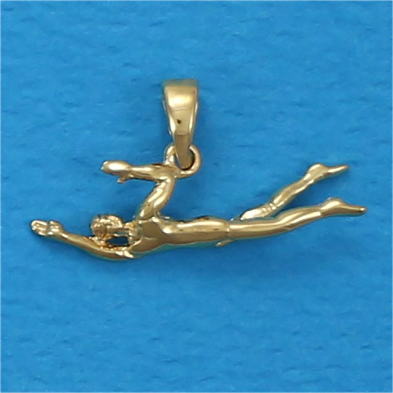 Pendentif natation nageur de crawl nouvelle édition - Plaqué or