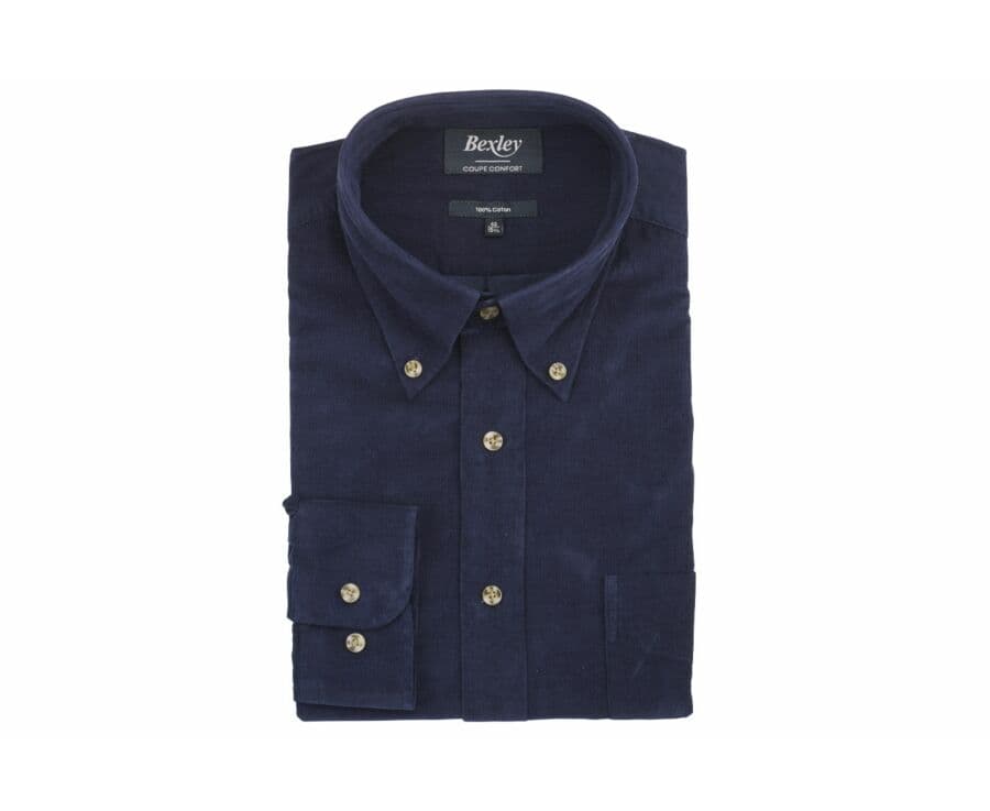 Chemise velours Navy - Col américain - WARDLEY