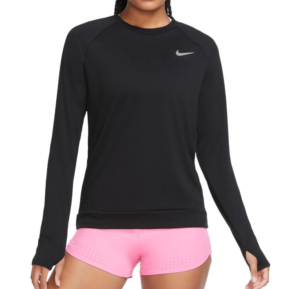 Nike T-Shirt Manches Longues Noir Femme Nike Pacer Crew