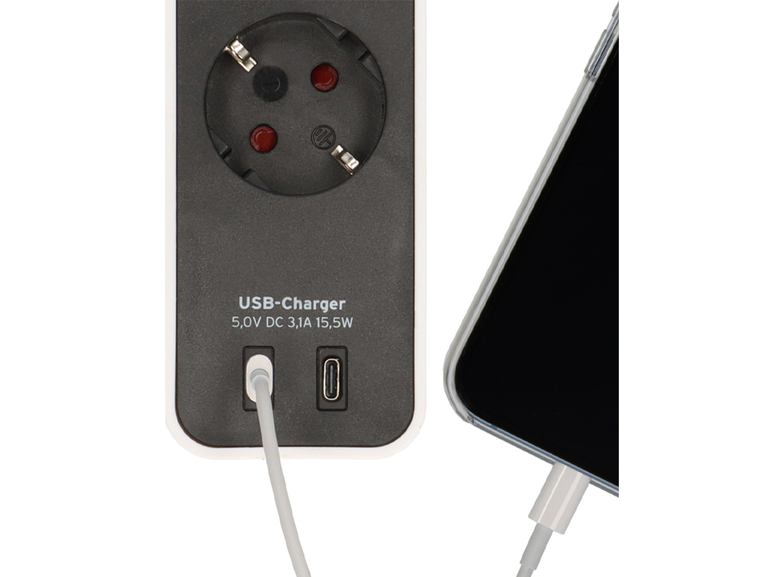 Brennenstuhl Ecolor stekkerdoos met 2 USB-C laadaansluitingen - white