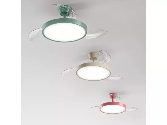 Ventilateur de Plafond avec Lumière Perenz 7196 R CT Rouge d. 106 cm, 3 Pales, 6 Vitesses, Moteur DC 40W, Silencieux