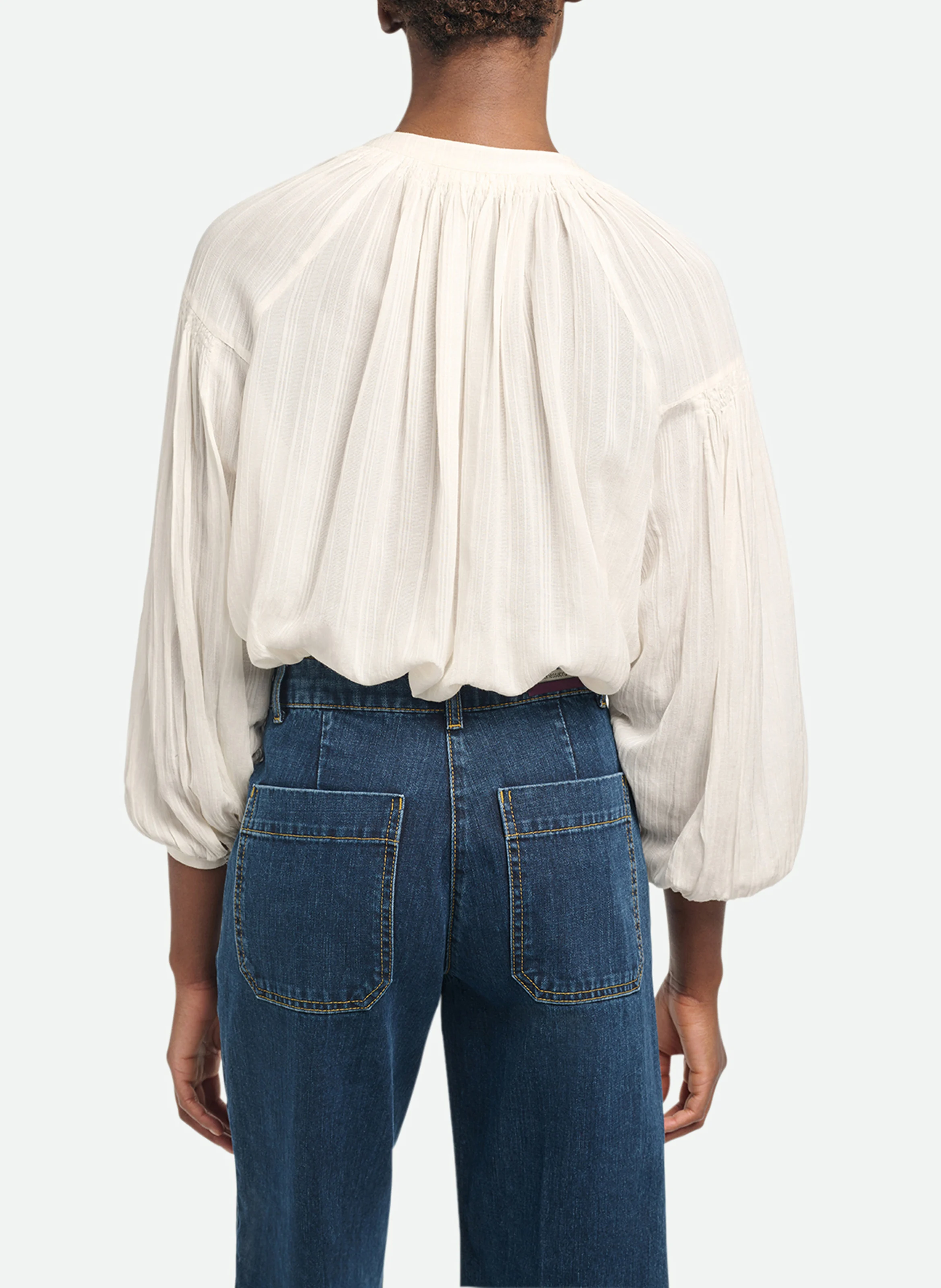 NIPOA - Top col tunisien en voile de coton | Blanc