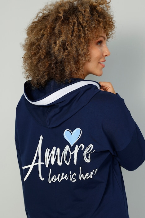 Long-Hoodie, oversized, Rückenprint AMORE