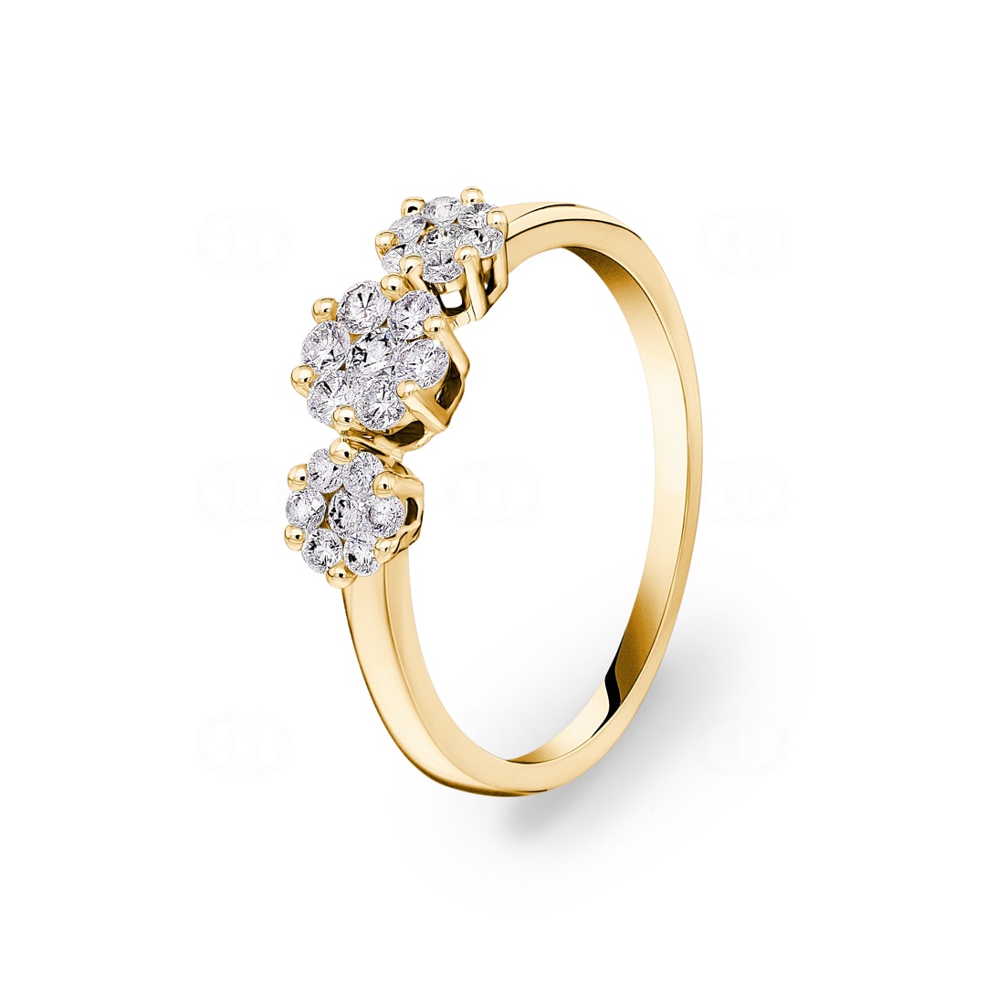 0.38 Karat Trilogie Diamantring 750/18 K Gelbgold