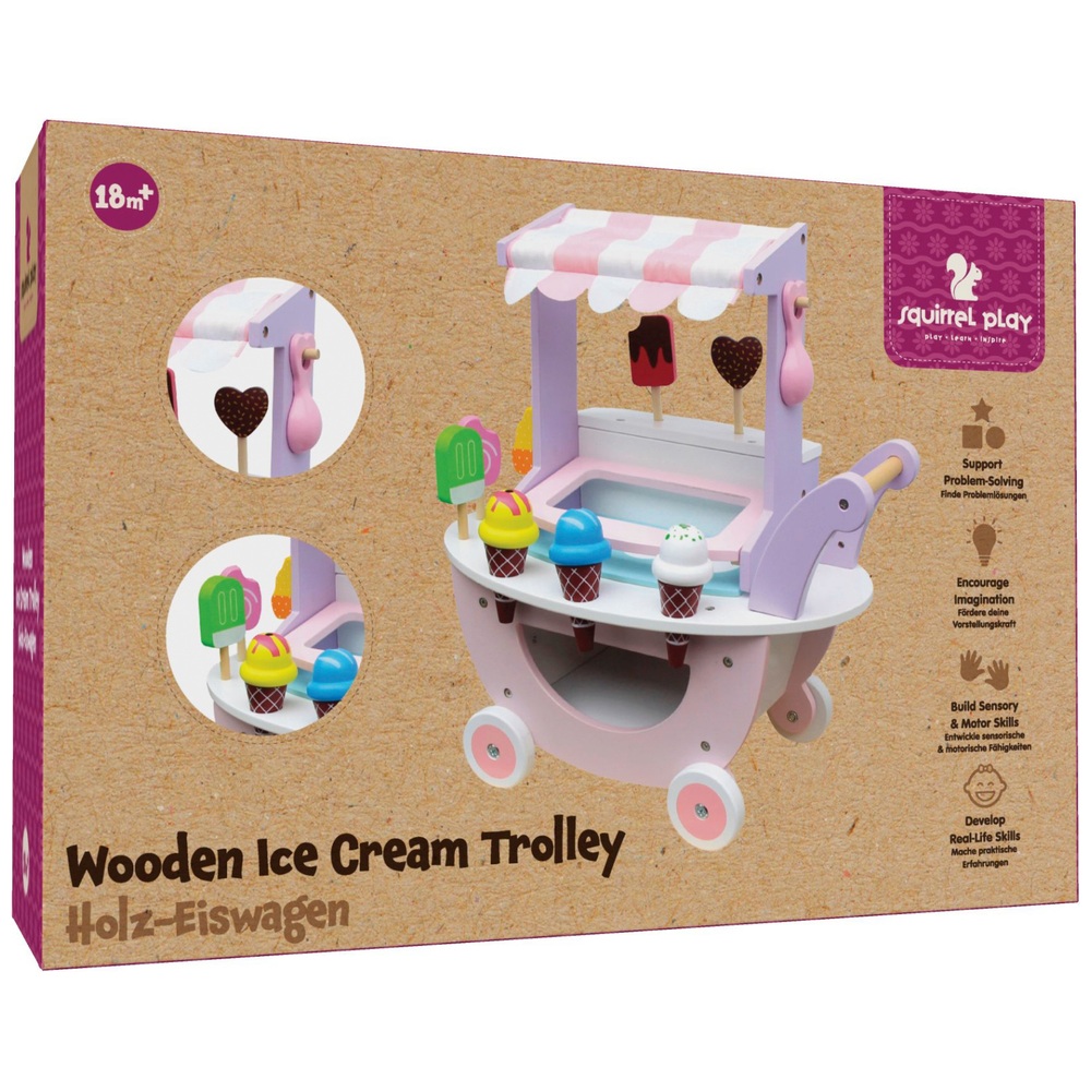 Eiswagen aus Holz mit Eichhörnchen-Spielzeug