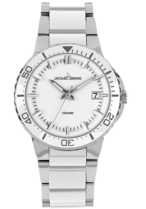 Jacques Lemans Damenuhr Colmar HighTech Ceramic weiß