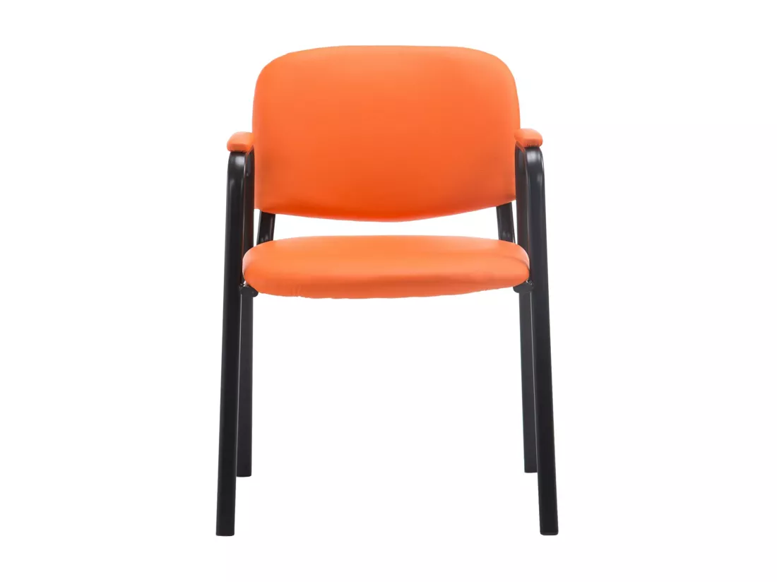 Chaise de conférence - Similicuir & Métal noir mat - Orange - Ken Pro