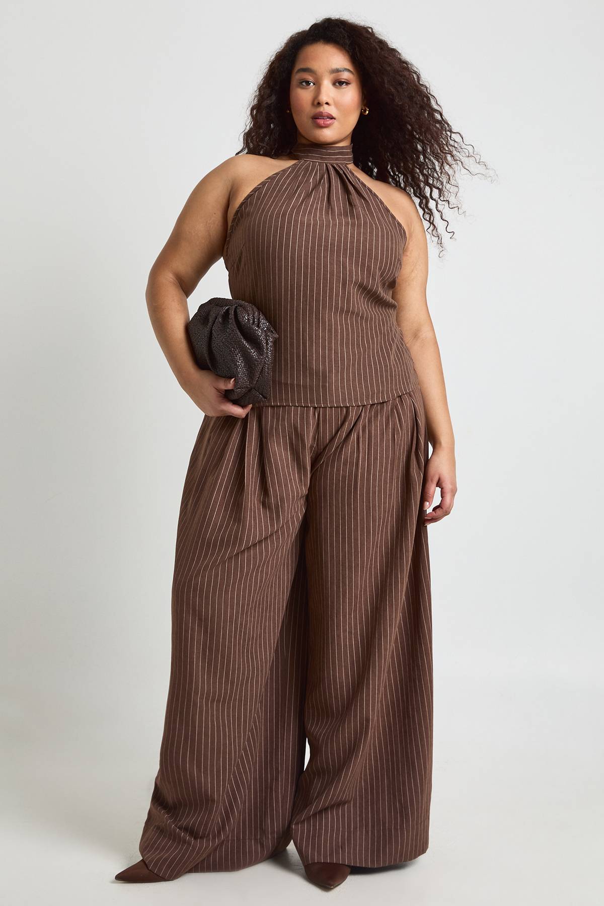boohoo Haut Dos-nu Rayé Pêche Grande Taille