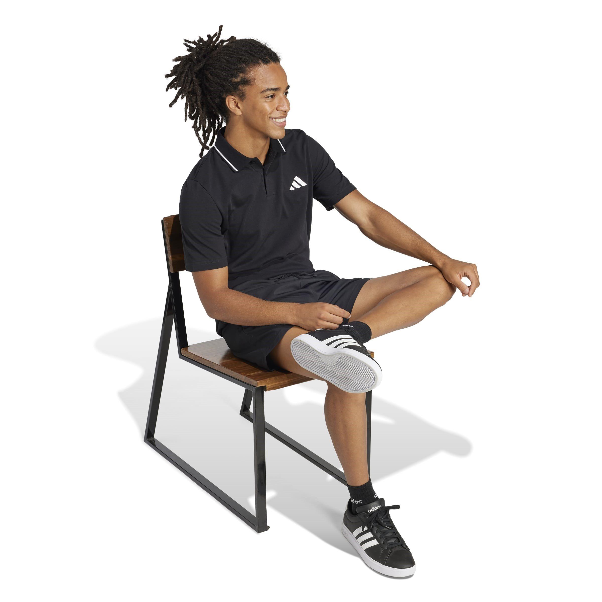 adidas Essentials Mens Cotton 3-Stripes Polo Shirt