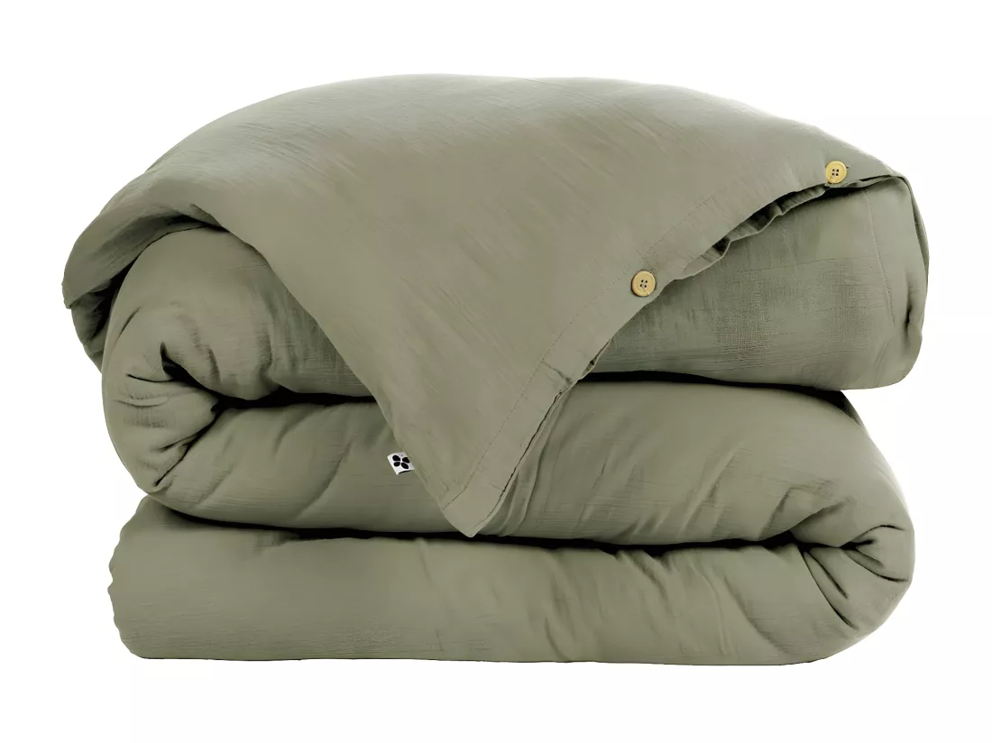 OUREA - Housse de Couette 200x200cm Gaze de Coton Romarin