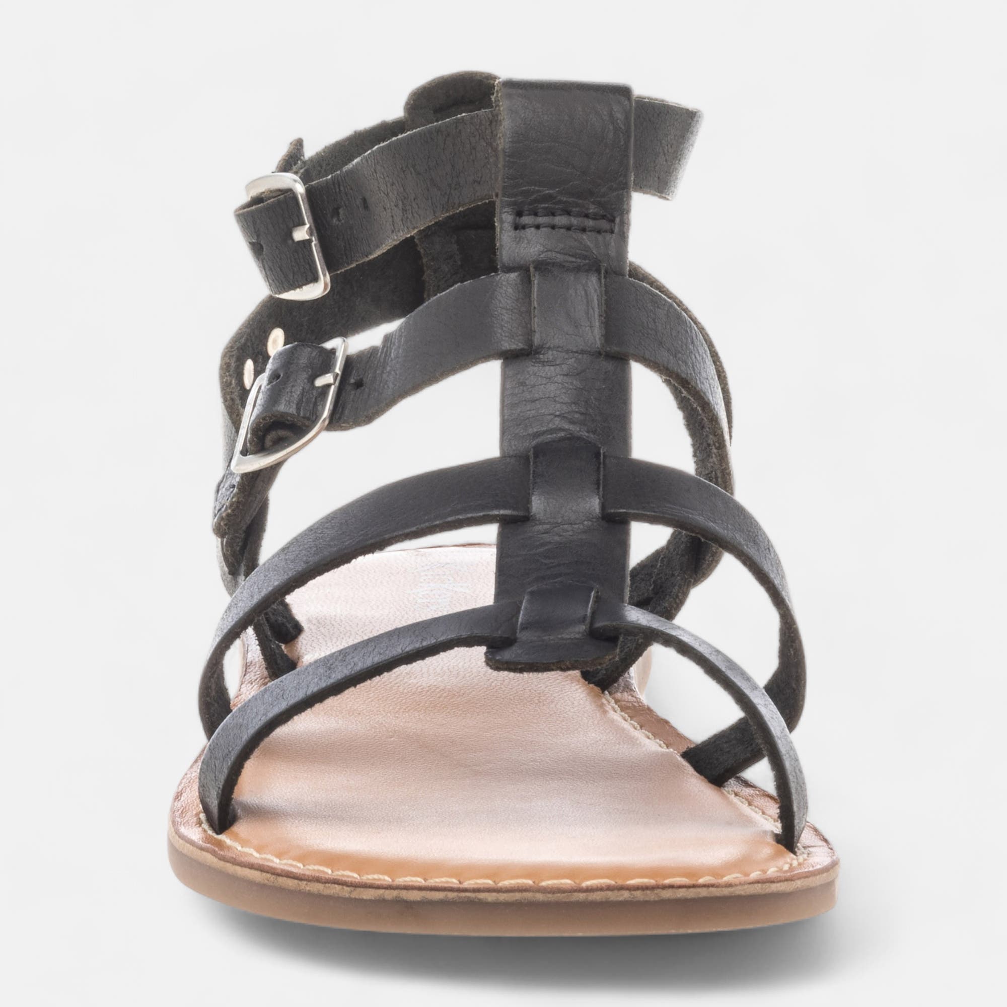 Nu-pieds Femme en cuir noir