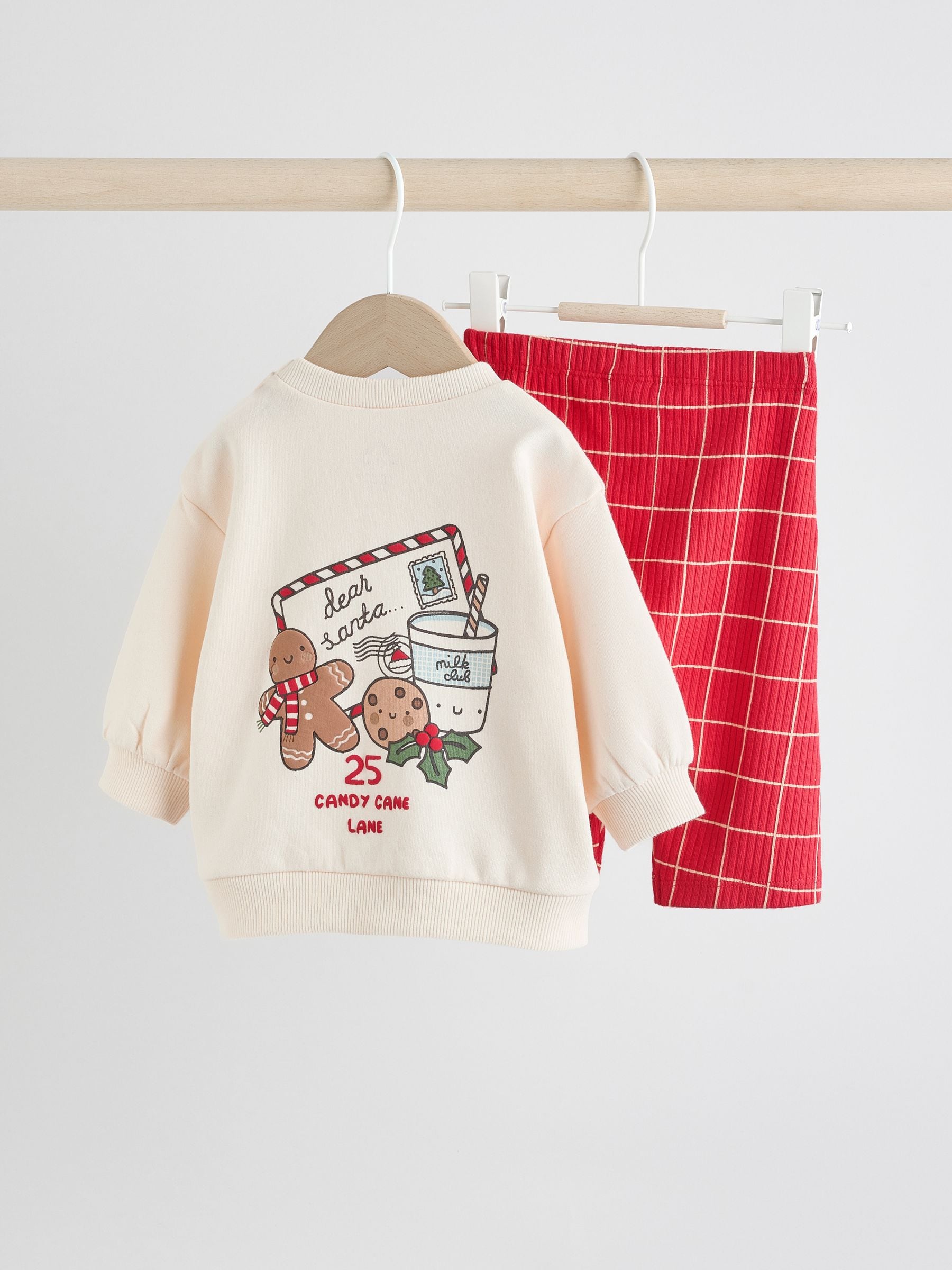 Rood met grafische print - Kerstmis Sweat en Joggingbroek Baby Set (0mnd-2jr)