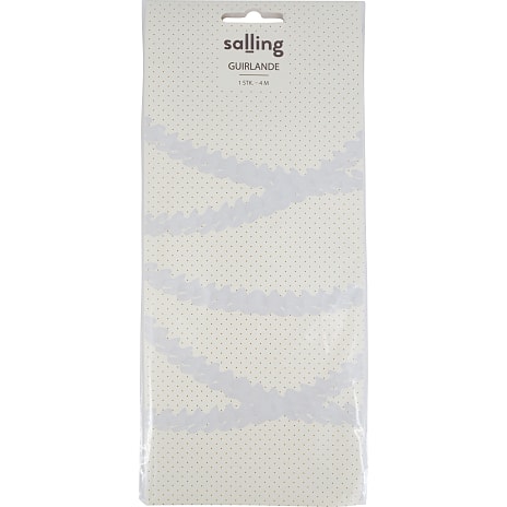 Salling guirlande i papir 4 meter - Hvid