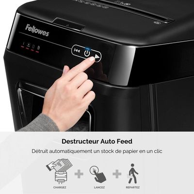 Fellowes AutoMax 150C - destructeur de documents coupe croisée - 150 feuilles - Corbeille 32 litres - anti-bourrage - destruction silencieuse