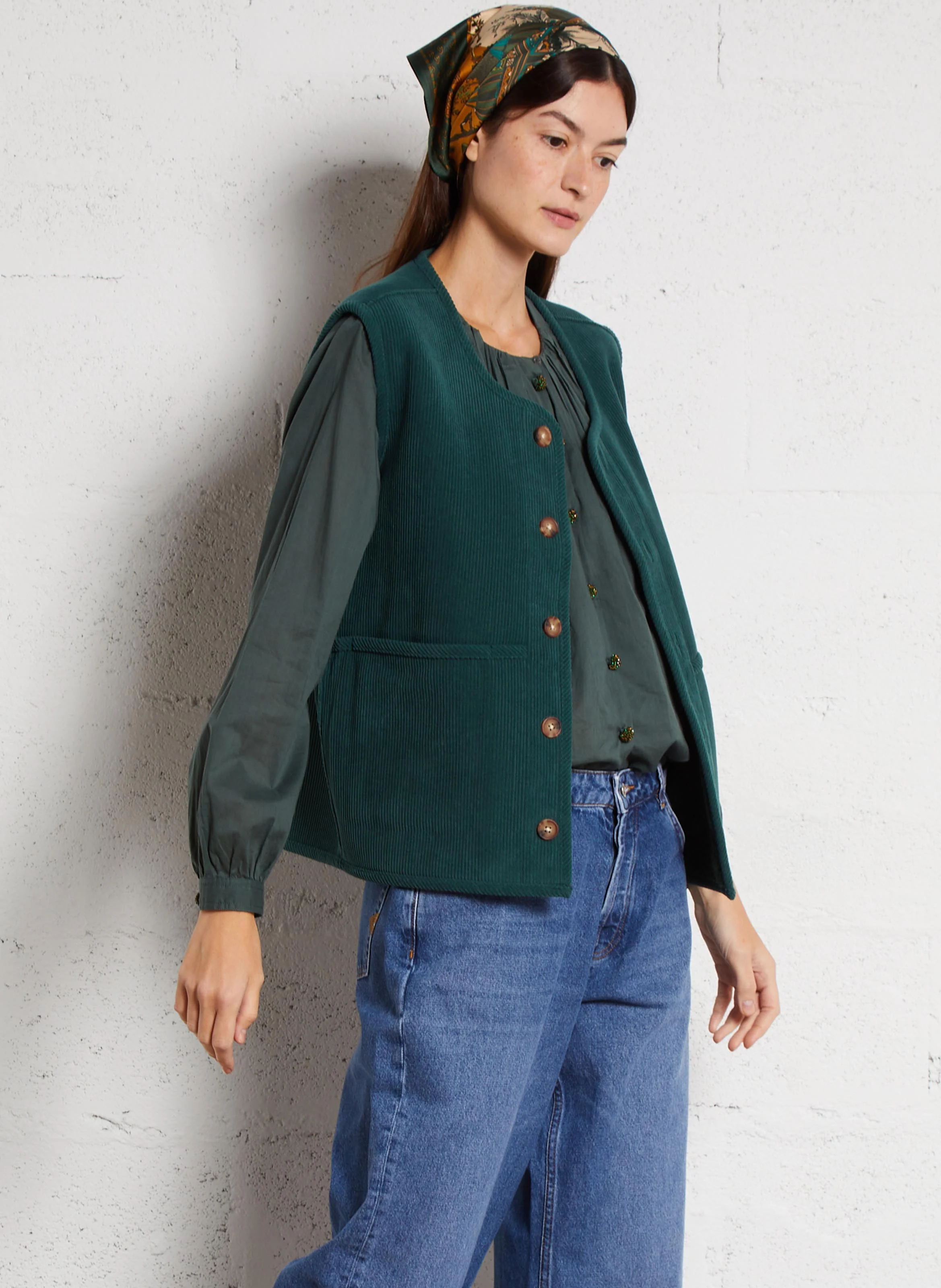 BARNEY - Veste col rond en sherpa réversible | Vert