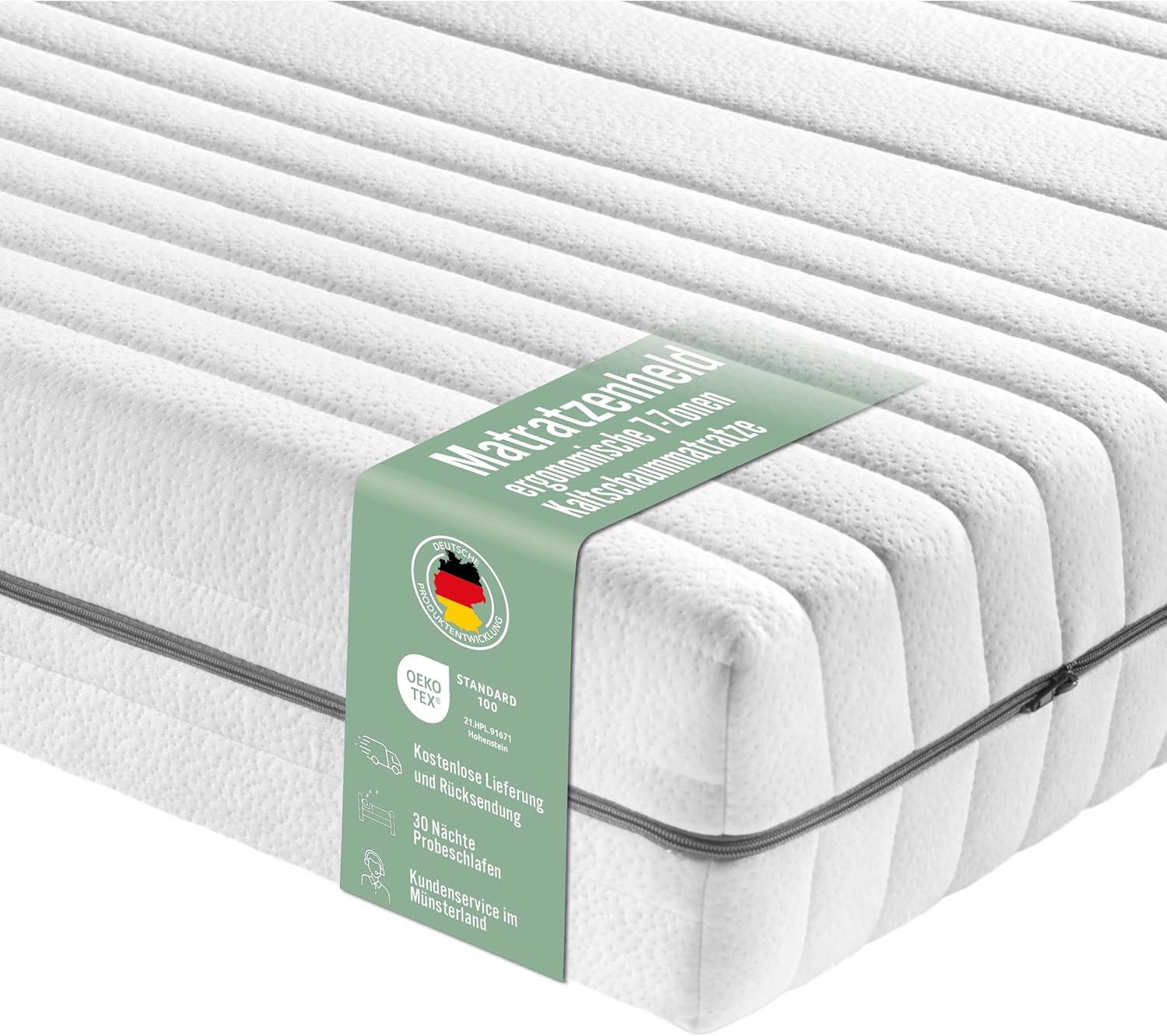 Matratzenheld Wellness Matratze | Ergonomische 7-Zonen Kaltschaummatratze | Härtegrad 2 (H2) 0-80 kg | Öko-Tex Zertifiziert | Höhe 18cm | 120 x 200cm